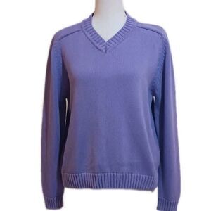 St John's Bay Women's Purple Knit Sweater Long Sleeve V-Neck Size M